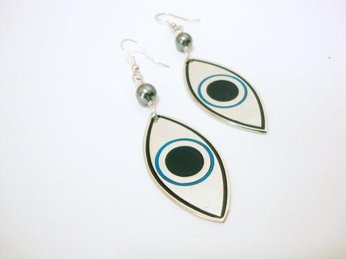 Big Silver Evil Eye Earrings