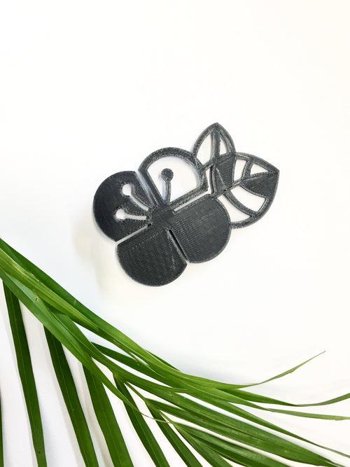 Oreo Style Graphic Flower Brooch