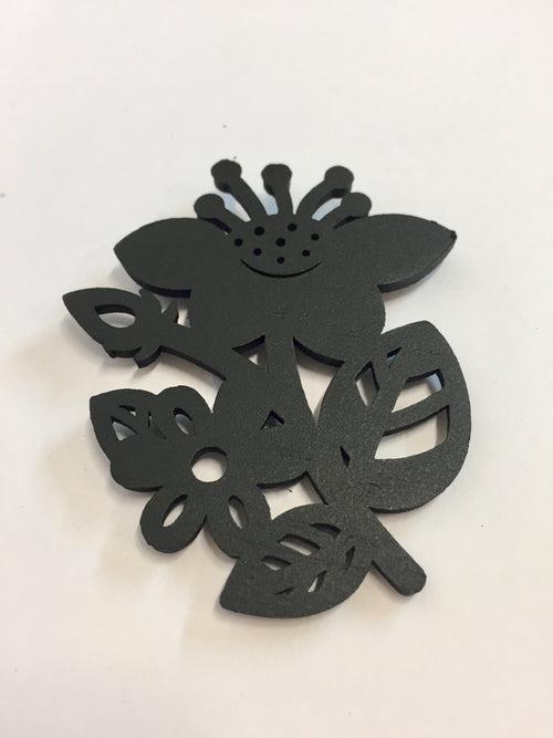 Black Flower Brooch