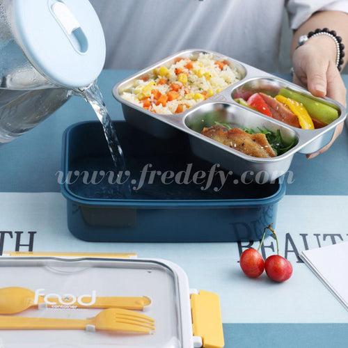 3 Compartment Insulated Lunch Box With Fork & Spoon