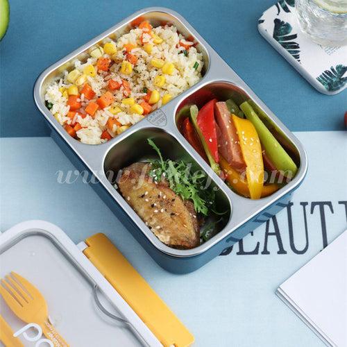3 Compartment Insulated Lunch Box With Fork & Spoon