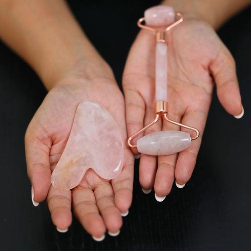 Rose Quartz Face Roller & Gua Sha Set