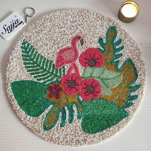 Flamboyant Flamingo Beads Round Table Placemat