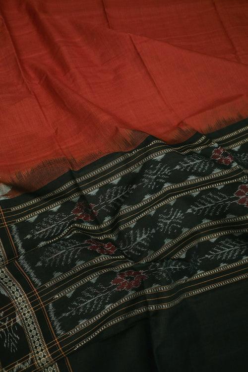 Deep Orange Orissa Ikat Cotton Dupatta