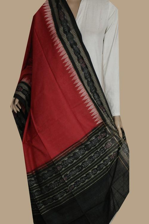 Dark Red Orissa Ikat Cotton Dupatta