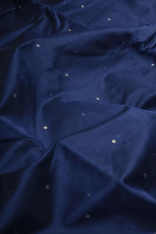 Denim Blue Handwoven Chanderi Fabric