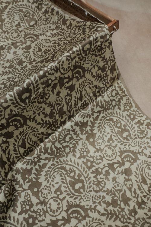 Paisley Floral Block Printed Modal Silk Fabric