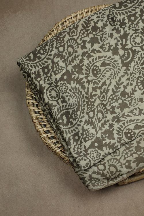 Paisley Floral Block Printed Modal Silk Fabric