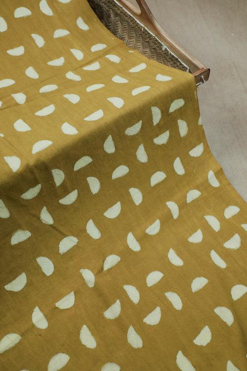 Yellow Block Printed Cotton Fabric