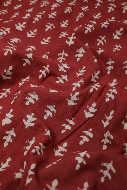Maroon with Florets Block Printed Cotton Fabric