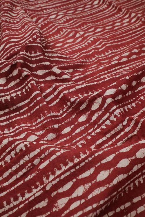 Cream Stripe Patterned Block Printed Cotton Fabric