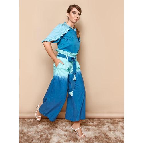 Blue Ombre Palazzo Trousers