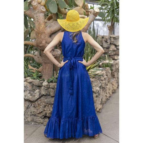 Isa Silk Blue Maxi Dress