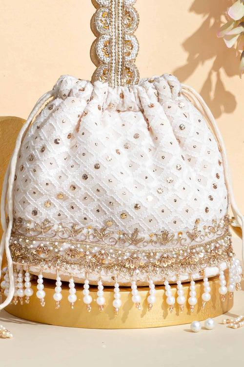 Ira Chikankari Mukaish Embroidered Bucket Bag