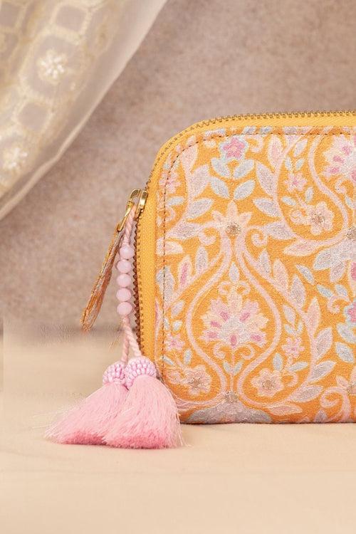 Nyraa Embroidered Wallet - Mustard