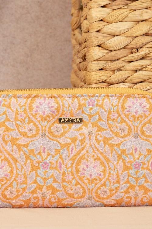 Nyraa Embroidered Wallet - Mustard