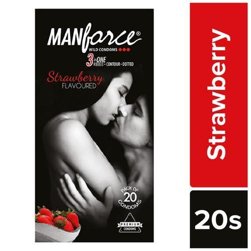 Manforce Strawberry Flavor condom - 20 Pcs