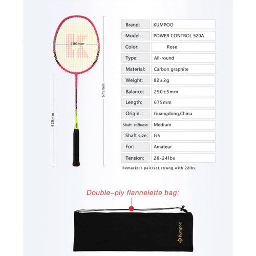 Kumpoo Power Control 520A Carbon Graphite Badminton Racket - Strung