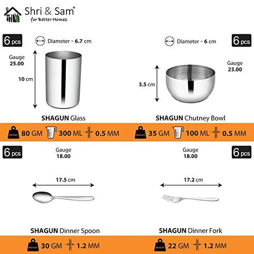 Stainless Steel 50 PCS Dinner Set (6 People) Shagun