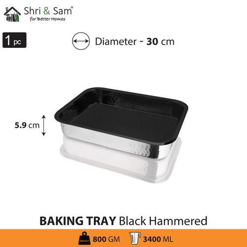 Stainless Steel Hammered Rectangular Baking Tray with Black Coating