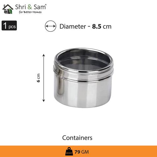 Stainless Steel Medium Masala Box with See Through Lid and 9 Containers with Spoon