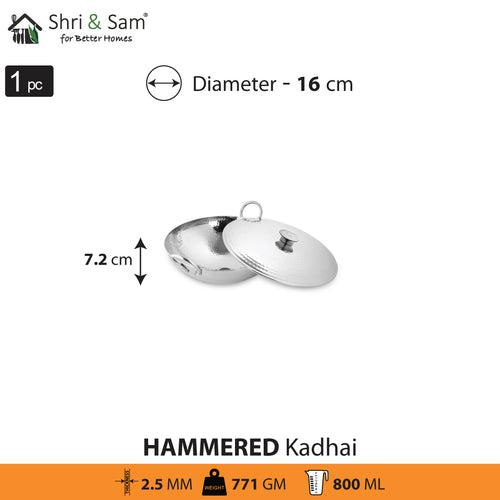 Stainless Steel Triply Deep Hammered Kadhai with SS Lid Pro