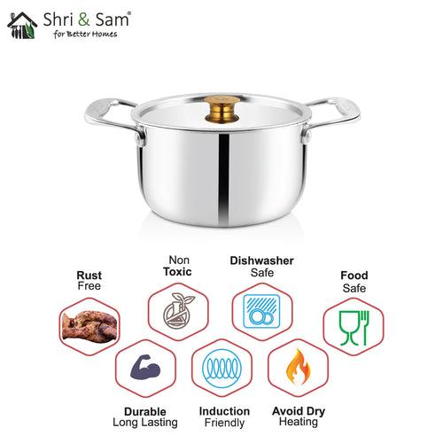 Stainless Steel Triply Casserole with SS Lid Triplica