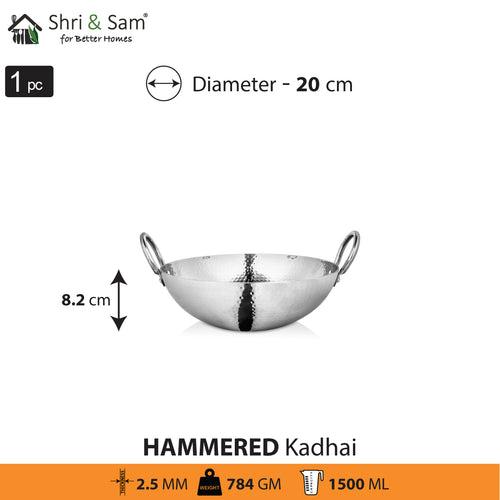 Stainless Steel Triply Deep Hammered Kadhai Pro