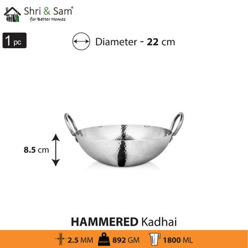 Stainless Steel Triply Deep Hammered Kadhai Pro