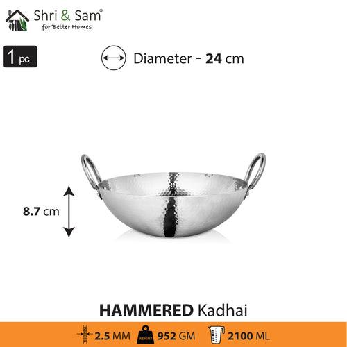 Stainless Steel Triply Deep Hammered Kadhai Pro