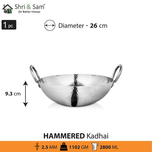 Stainless Steel Triply Deep Hammered Kadhai Pro