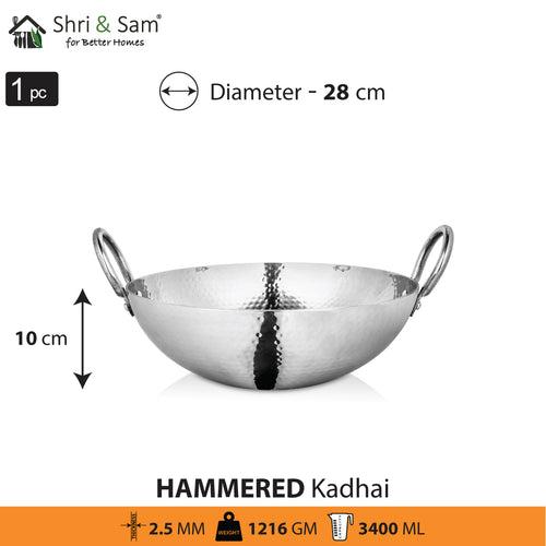 Stainless Steel Triply Deep Hammered Kadhai Pro