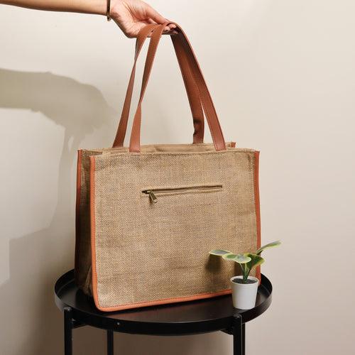 Sunny Garden Jute Tote Bag