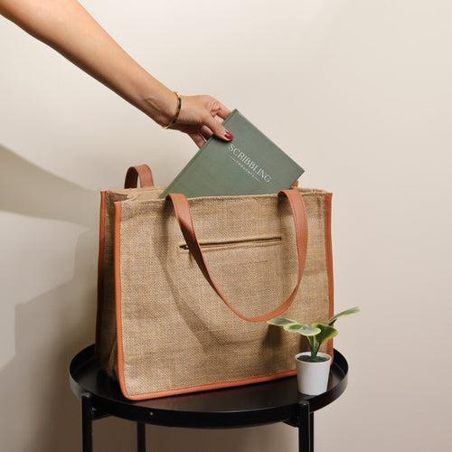 Sunny Garden Jute Tote Bag