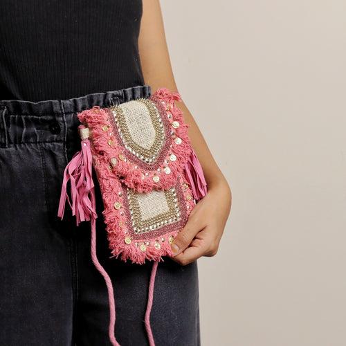 Pink Jute Mobile Sling