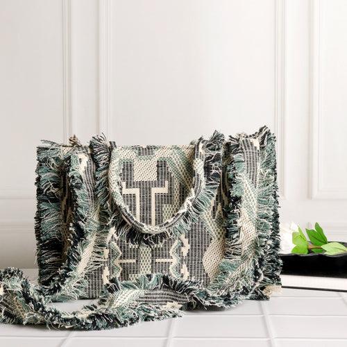 Rumpled Grey Jacquard Tote