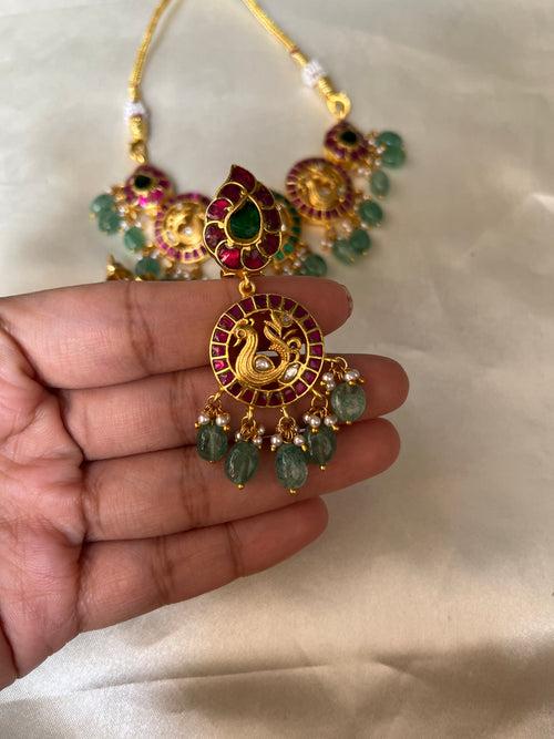 Jadau peacock pendants choker NC1082- ( Pre order)