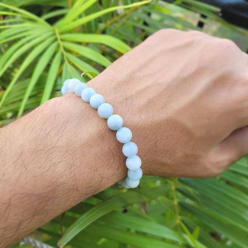 Certified Aquamarine 8mm Natural Stone Bracelet