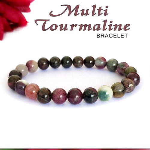 Certified Multi Tourmaline 8mm Natural Stone Bracelet