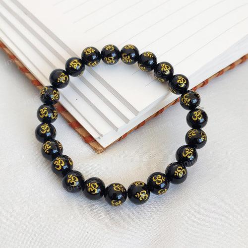 Certified Black Om Onyx 8mm Stone Bracelet