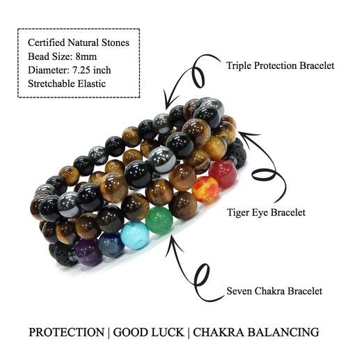 Bracelet Combination for Chakra Balancing, Protection and Good Luck