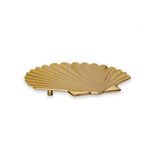 Set of 2 Art Deco Sea Shell Metal - Trivet / Dish Stand + Napkin Holder in Gold