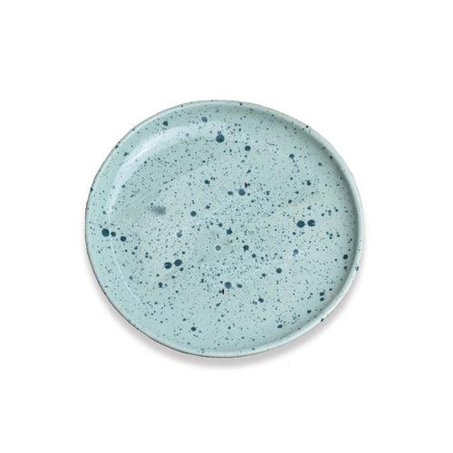 Splatter Print Organic Shape Ceramic Salad Plate in Mint Green