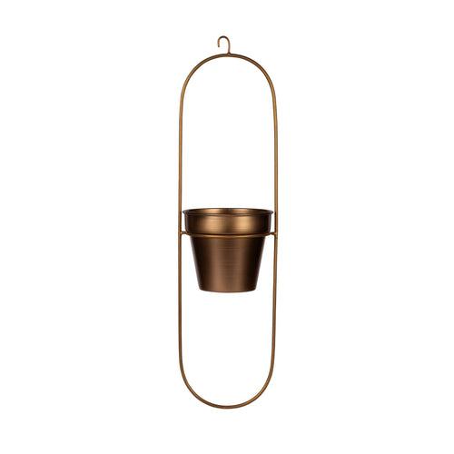 "Capsule" Oval Shaped Hanging Metal Planter in Gold Finish