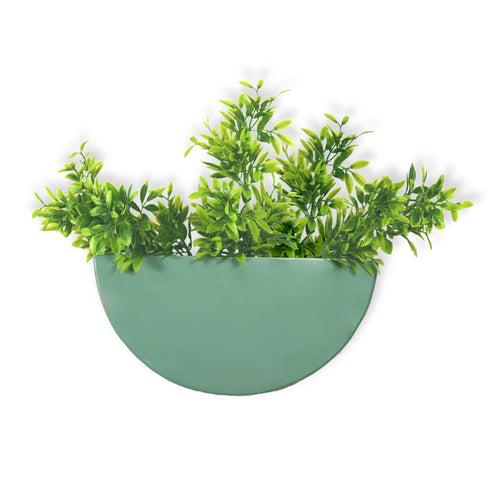 Crescent Metal Mounted Wall Planter in Fern Green