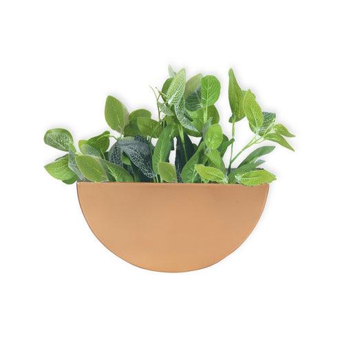 Crescent Metal Mounted Wall Planter in Rose Gold