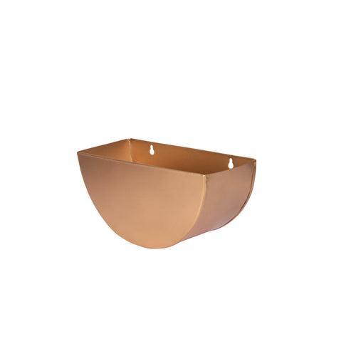 Crescent Metal Mounted Wall Planter in Rose Gold