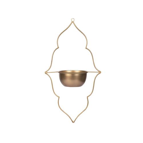 Moroccan Hanging Metal Planter in Gold Finish