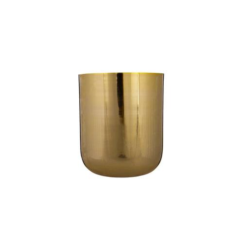 Curved Glossy Metal Table Top Pot / Planter in Rose Gold or Gold
