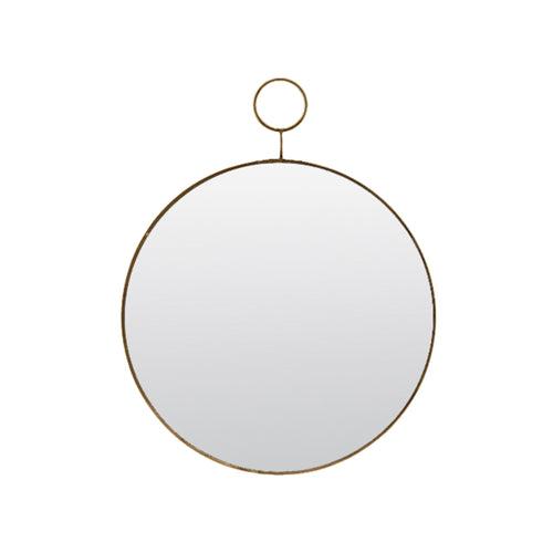Slim Brass Loop Round Wall Mirror